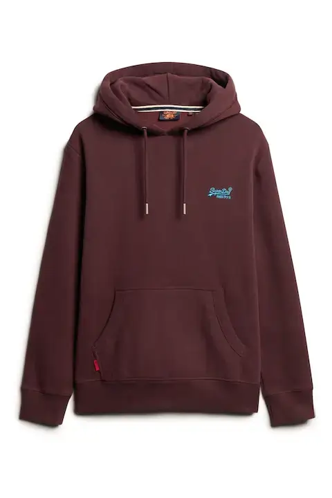 Superdry Burgundy Rich Deep Essential Logo Hoodie At Priimo