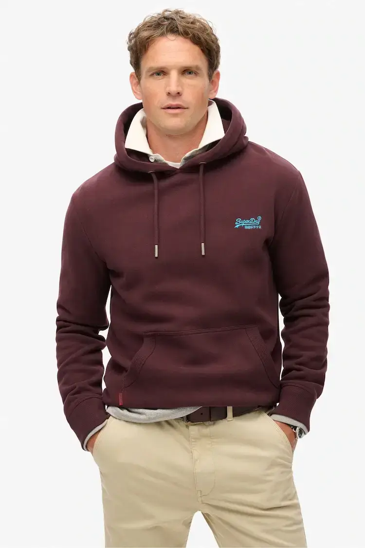 Superdry Burgundy Rich Deep Essential Logo Hoodie At Priimo
