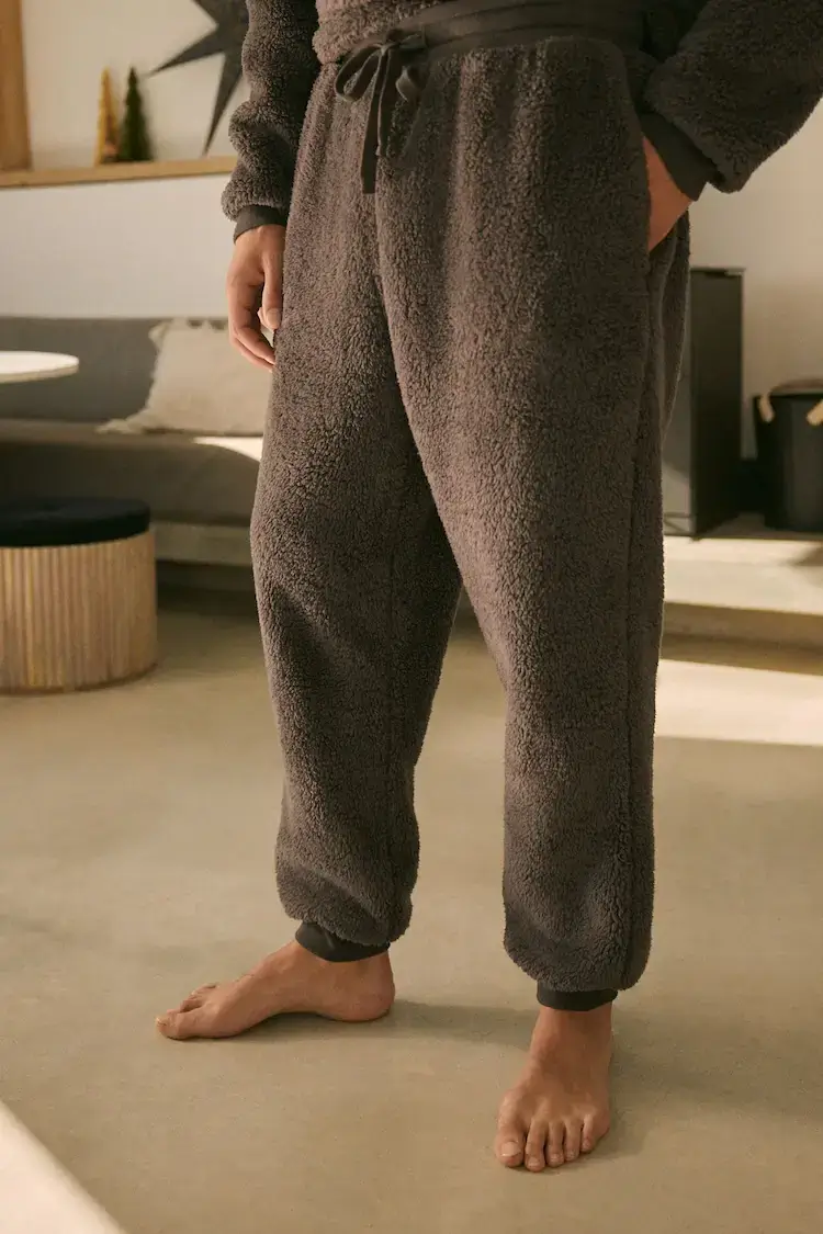 \picture of the product Slate Grey Fleece Borg Cuffed Joggers
