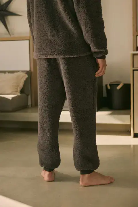 \picture of the product Slate Grey Fleece Borg Cuffed Joggers