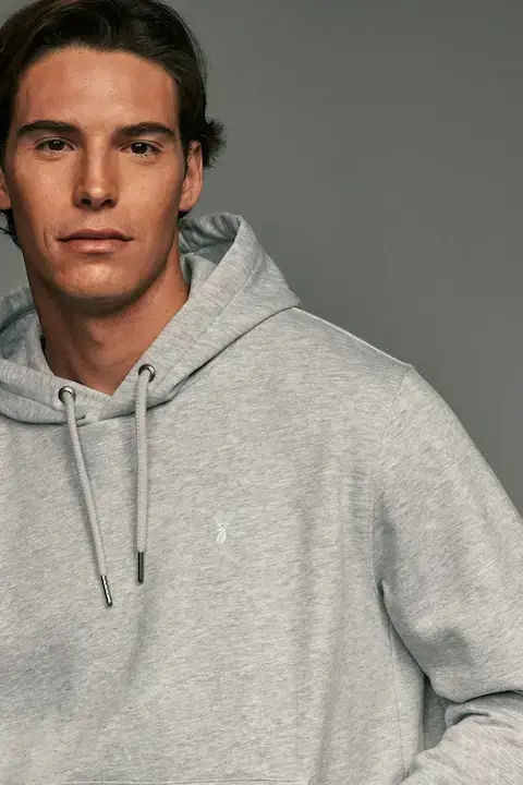 Grey Regular Fit Rich Jersey Fabric Hoodie At Priimo