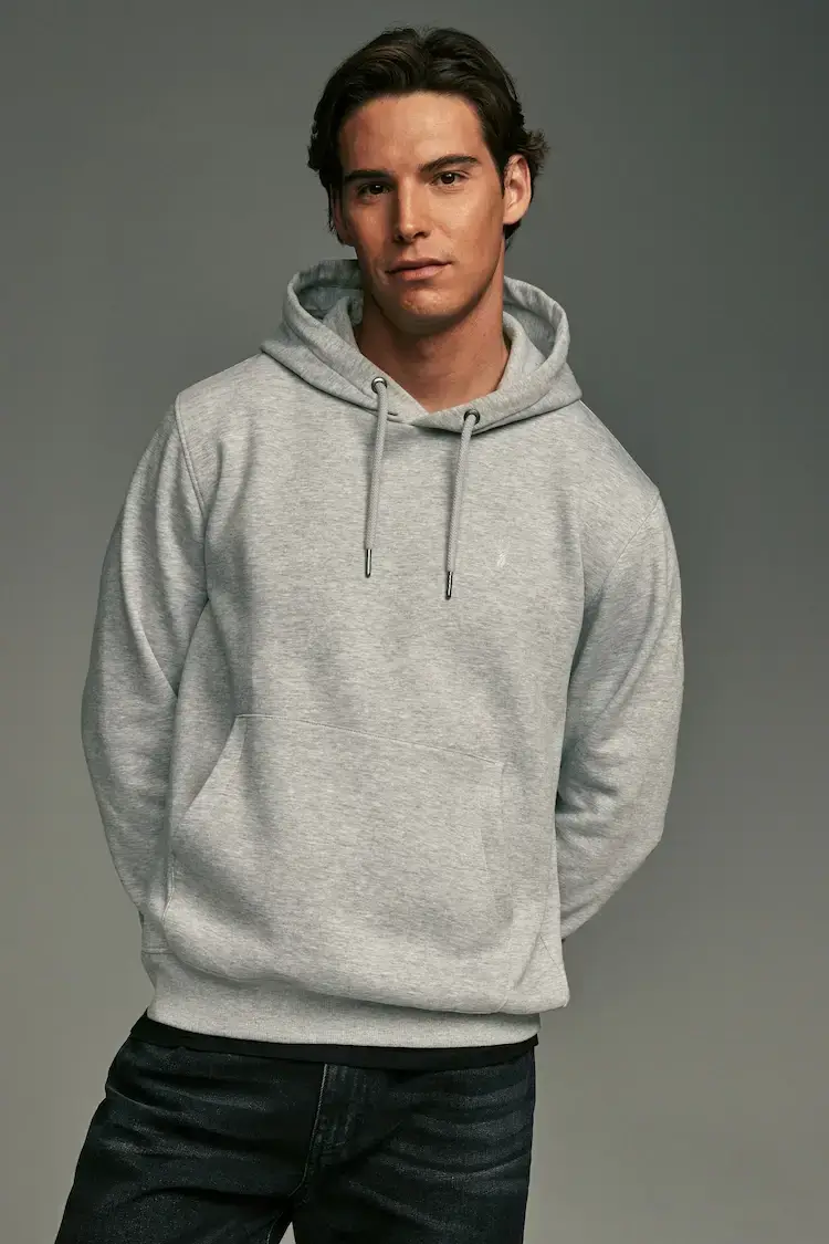 \picture of the product Grey Regular Fit Rich Jersey Fabric Hoodie