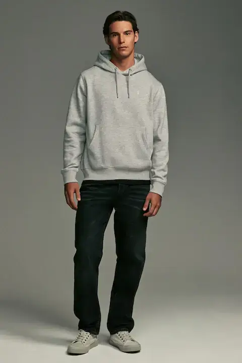 \picture of the product Grey Regular Fit Rich Jersey Fabric Hoodie