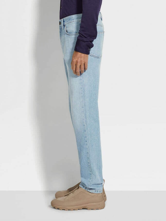 \picture of the product Jean Roccia en Coton Bleu Delave