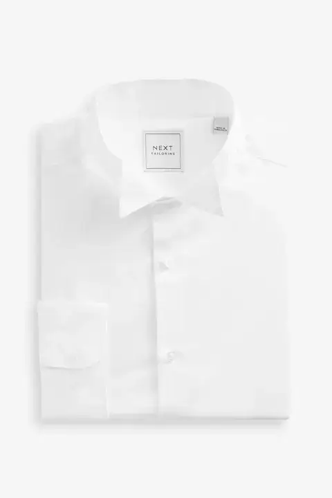 White Skinny Fit Easy Care Single Cuff Wing Collar Shirt At Priimo